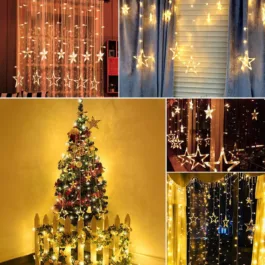 1253 12 Stars Curtain String Lights, Window Curtain Lights with 8 Flashing Modes Decoration for Festivals