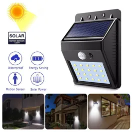 6608 White Solar Wireless Security Motion Sensor LED Night Light for Home Outdoor/Garden Wall.