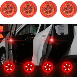 BZ21 Waterproof 5 LED Wireless Car Door Warning Open Lights Indicator Decor Interior Flash Magnetic car led Lights for Anti Rear-End(RED) Free Batteries