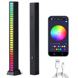 BZ07 GB Sound Control Light,Wireless Voice-Activated Pickup Music Rhythm Lights, Colorful LED Ambient Light,with 8 Modes Music Sync 32-Bit Audio Spectrum Light for Car,Gaming (1), Plastic