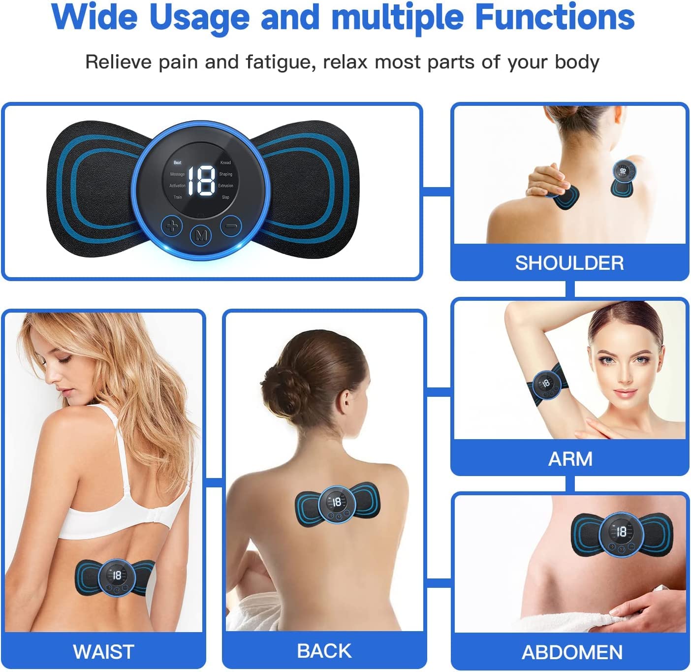 Bz16 Body Massagerwireless Portable Neck Massager With 8 Modes And 19 Strength Levels 8849