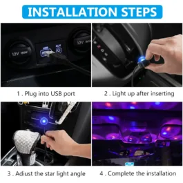 CS56 LED Car Atmosphere Light, USB Car Roof Star Light Flexible Interior Car Night Lamp Decor, Atmosphere Ambient Star Light 360° Rotating Romantic Mini Disco Light RGB Light for Car