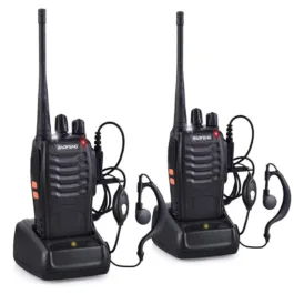 CS17 BaoFeng Long Range Radios UHF 400-470Mhz 16 Channels 1500mAh Li-ion Rechargeable Battery  SPY BF-888S Walkie Talkies for Adults (Black) -2 Pack