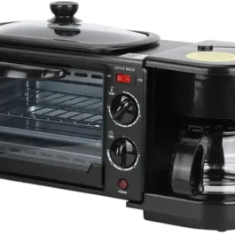 CS01 3 IN 1 BREAKFAST MAKER PORTABLE TOASTER OVEN, GRILL PAN & COFFEE MAKER FULL BREAKFAST READY AT ONE GO
