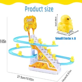 ZT05 3 Duck Slide Toy Set, Funny Automatic Stair-Climbing Ducklings Cartoon Race Track Set Little Lovely Duck Slide Toy Escalator Toy with…