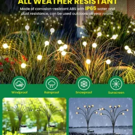 CW15 8 LED Solar Powered Firefly Solar Lights | Outdoor Waterproof Solar Garden Lights |