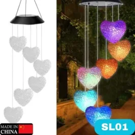 SL01 SOLAR POWERED LED WIND CHIME LIGHT 6LED COLORFUL CHIME CRAFT WIND BELL WIND HEART DECOR OUTDOOR DECORATIVE WIND PORTABLE