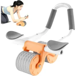 HC01 AUTOMATIC REBOUND ABDOMINAL WHEEL, AB ROLLER WHEEL WITH TIMER ELBOW SUPPORT FOR BEGINNERS, EXERCISE DOUBLE WHEEL WITH KNEE MAT HOLDER FOR BODY FITNESS STRENGTH TRAINING HOME GYM