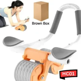HC01 AUTOMATIC REBOUND ABDOMINAL WHEEL, AB ROLLER WHEEL WITH TIMER ELBOW SUPPORT FOR BEGINNERS, EXERCISE DOUBLE WHEEL WITH KNEE MAT HOLDER FOR BODY FITNESS STRENGTH TRAINING HOME GYM