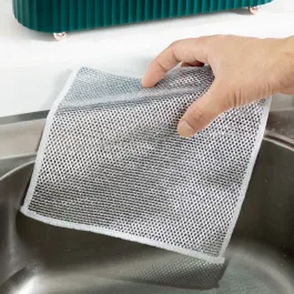156 DOUBLE-SIDED MULTIPURPOSE MICROFIBER CLOTHS, STAINLESS STEEL SCRUBBER, NON-SCRATCH WIRE DISHCLOTH, DURABLE KITCHEN SCRUB CLOTH (1 PC / 20X20 CM)