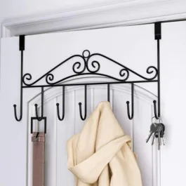189 OVER THE DOOR HANGER RACK 7 HOOKS DECORATIVE OGNAZIER HOOK RACK STYLISH DOOR HANGER DOOR HOOK HANGERS WITH 7 HOOKS,METAL HANGING RACK FOR HOME OFFICE USE