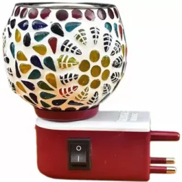196 Electric Ceramic Multicolor Aroma Diffuser Kapoor Dani | Camphor Diffuser Incense Burner Holder Kapoor Dani with Night Lamp for Home, Office