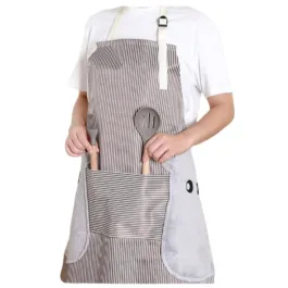 198 Cooking Apron Chef Apron Waterproof and Oil-Proof Cooking Kitchen Apron with Pocket and 2 Side Coral Velvet Towels for Hands Wiping