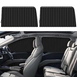 4 Pcs Curtain for Car Window | Heat & Sunshade Protection | Car Windshield Sun Shade Visor | Car Accessories Privacy Curtain Universal Fit Magnetic Car Side Window(Black& Golden Random)