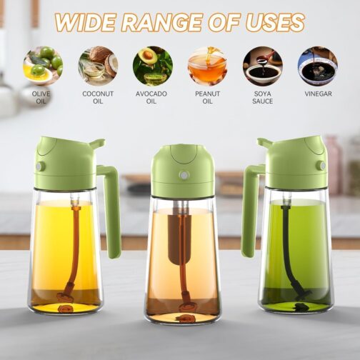 500ml 2 in 1 Glass Oilve Oil Sprayer and Dispenser Bottle,Oil Spray Bottle for Cooking,Oil Sprayer for Air Fryer, Premium Nozzle,Oil and Vinegar... - Image 2