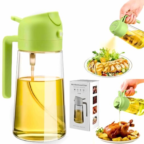 500ml 2 in 1 Glass Oilve Oil Sprayer and Dispenser Bottle,Oil Spray Bottle for Cooking,Oil Sprayer for Air Fryer, Premium Nozzle,Oil and Vinegar... - Image 5