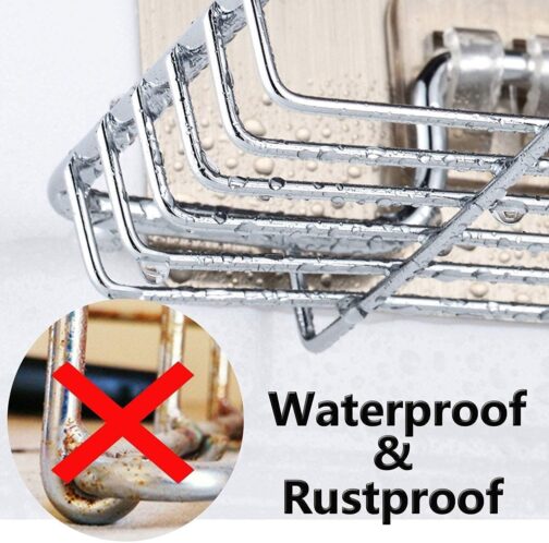 Wall Mounted Double Layer soap Dish Holder Stainless Steel Wall Hanging Soap Storage Rack for Kitchen Bathroom-with Self Adhesive Magic Sticker (Stainless Steel) - Image 3